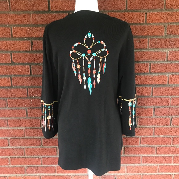 Bob Mackie Embroidered Sweater Cardigan 